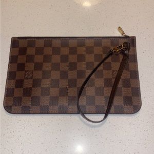 AUTHENTIC LOUIS VUITTON DAMIER EBENE NEVERFULL POUCH GM